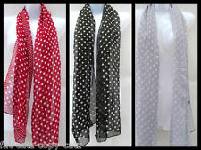 SPOTTED POLKA DOTS CHIFFON STYLE LADIES SOFT FASHION SCARF 150cmx50cm UK SELLER