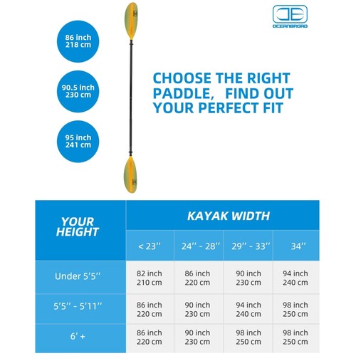 Adjustable 95in canoe paddle - 95in,