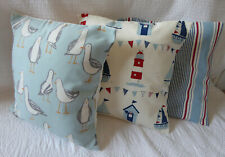 3 Cushion Covers Seaside Seagull Sailing Boat Lighthouse Stripe 16 inch 40cm