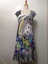 Evalinka lightweight dress 2 multicoloured jersey front, black rear, hem tier