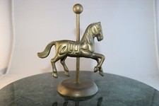 Vintage Golden Brass Bronze Colored Merry Go Round Horse 6" Tall W Patina