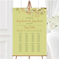Vintage Shabby Chic Birdcage Gold Green Personalised Wedding Seating Table Plan