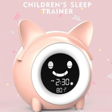 Charming Cat Design Alarm Clock for Kids with Gentle Night Light and Sleep Aid