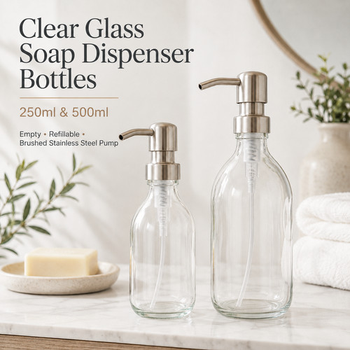 Clear glass soap dispenser - clear,