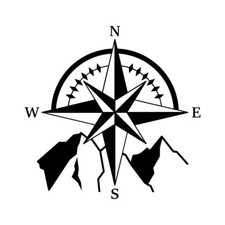 Mountain Compass Large Sticker Car Caravan Motorhome Camper Van Mountains Decal