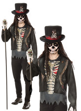Voodoo Man Costume Witch Doctor Halloween Mens Fancy Dress + Hat
