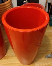 Seven tall contemporary large red garden planters, job lot.