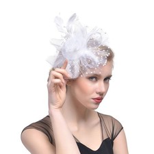 Flower Feathers Top Hat Fascinator Wedding Small Mini Ascot Race Royal Hair Clip