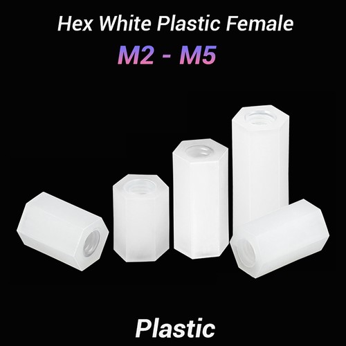Hex white plastic female - female, m2