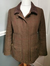 JOULES Field Jacket Coat 'Green Tweed' Check Size 14 VGC £249.00