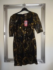 Next Geri Brand Brand new ladies Black Gold sequin party dress size 12 RRP £65