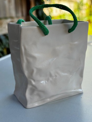 Sylvac pottery paper bag vase - pottery,