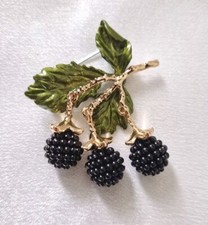 Blackberry Fruit Brooch Gold Tone Vintage Inspired Jewellery Gift Broach