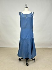 Antique 1920s Blue Silk