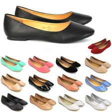 Womens Flat Pumps Ladies Slip On Ballet Dolly Bridal Shoes Size 3-8