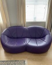 Sofa settee leather - pumpkin, 2