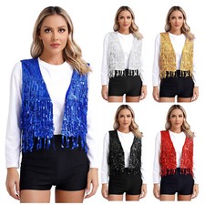 Women Fringe Sequins Vest