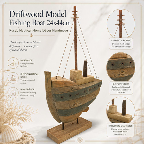 Driftwood model fishing boat - model,