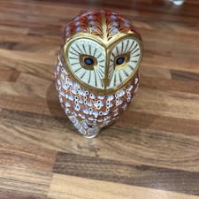Barn Owl- ROYAL CROWN DERBY PAPERWEIGHT GOLD STOPPER NO BOX (1 of 2) 11cm