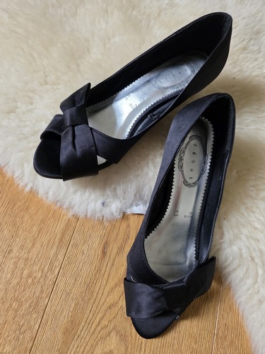 Debut black satin court - court, shoes