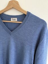 Drake’s London Wool V-Neck Jumper Blue