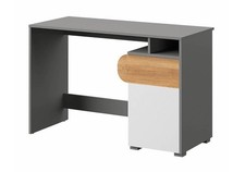 Carini Modern Computer Desk – White, Grey & Oak Nash W120 Stylish Workspace