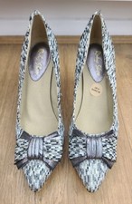 RUBY SHOO 'JENNA' Gold & Pewter Stiletto Bow Detail Occasion Shoes - UK 5