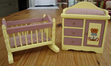 Dolls House Baby Changing Drawers And Rocking Crib 1:12 scale.