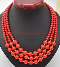 3 Rows Natural 6+10mm Red