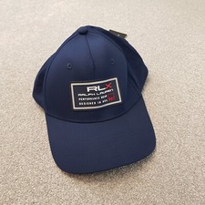 RLX Ralph Lauren Cap Hat Blue Navy Patch Logo Baseball Golf Woven Lightweight