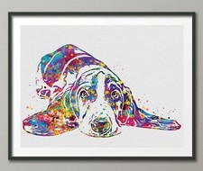 Basset Hound Dog Watercolor Dog Print Basset Hound Pet Doglover Gift Puppy-1444