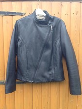 Genuine Ashwood Lambskin Leather Jacket Zipped Black Soft Biker Smart Size 12