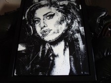 SARAH HOLMES ORIGINAL FRAMED PAINTING ON CANVAS  'AMY,AMY,AMY' WINEHOUSE