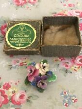 Vintage Crown Staffordshire Floral China  Brooch - Original Box