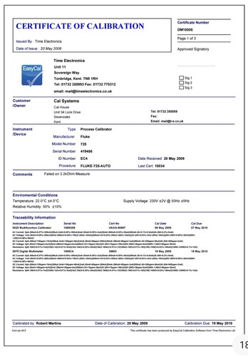 Fluke calibration service for - fluke,