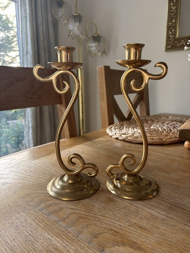 Pair vintage brass scroll - brass,