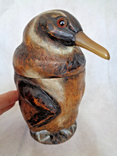 RARE NOVELTY VICTORIAN GERMAN / BLACK FOREST? CARVED PENGUIN! TOBACCO JAR