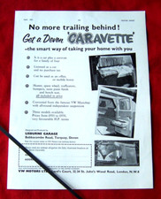 VW VOLKSWAGEN DEVON CARAVETTE CAMPERVAN 1959 ORIGINAL VINTAGE ADVERT