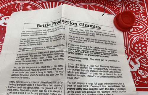 Bottle production gimmick for - gimmick,