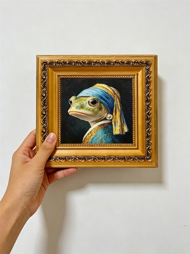 Frog with pearl - frog, earring
