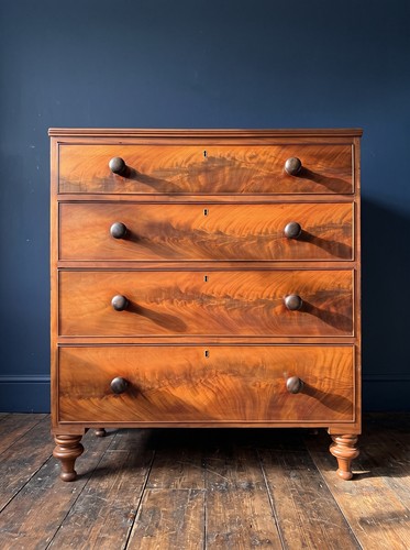 Antique flame mahogany chest - flame,
