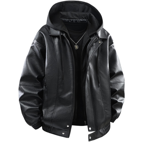 Men faux leather jacket - men's,