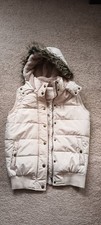 Size 12 Ladies Beige Quilted Gilet/Waistcoat By TU