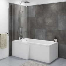 Shaped shower bath left - bath, hand