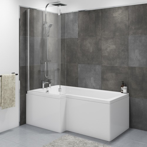 Shaped shower bath left - bath, hand
