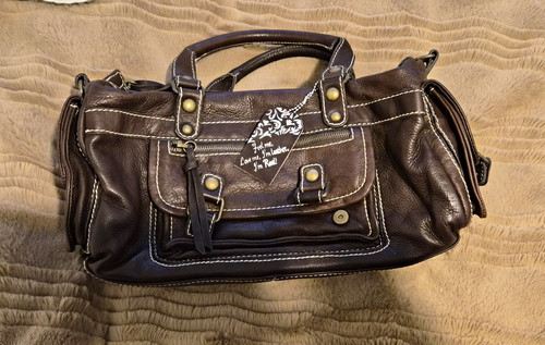 Brown leather satchel - satchel, top