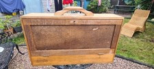 Large Vintage Carpenters Wood Tool Case Heavy With Key And 2 Shelves