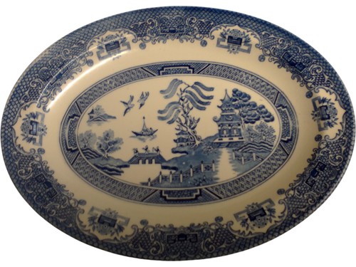Blue willow pattern oval - willow,