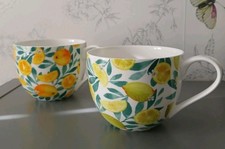 Portobello by Inspire Jumbo Mugs x 2 Citrus Orange Limes Bone China