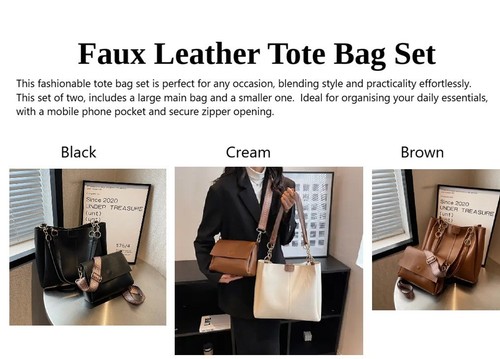 Tote bag set faux - bag,